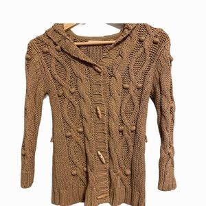 The Eagle’s Eye Y2K MEDIUM beige chunky knit cottagecore hooded sweater 2000’s